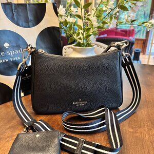 Kate Spade Rosie Shoulder Crossbody Bag Pebbled Leather Purse - Black KF086